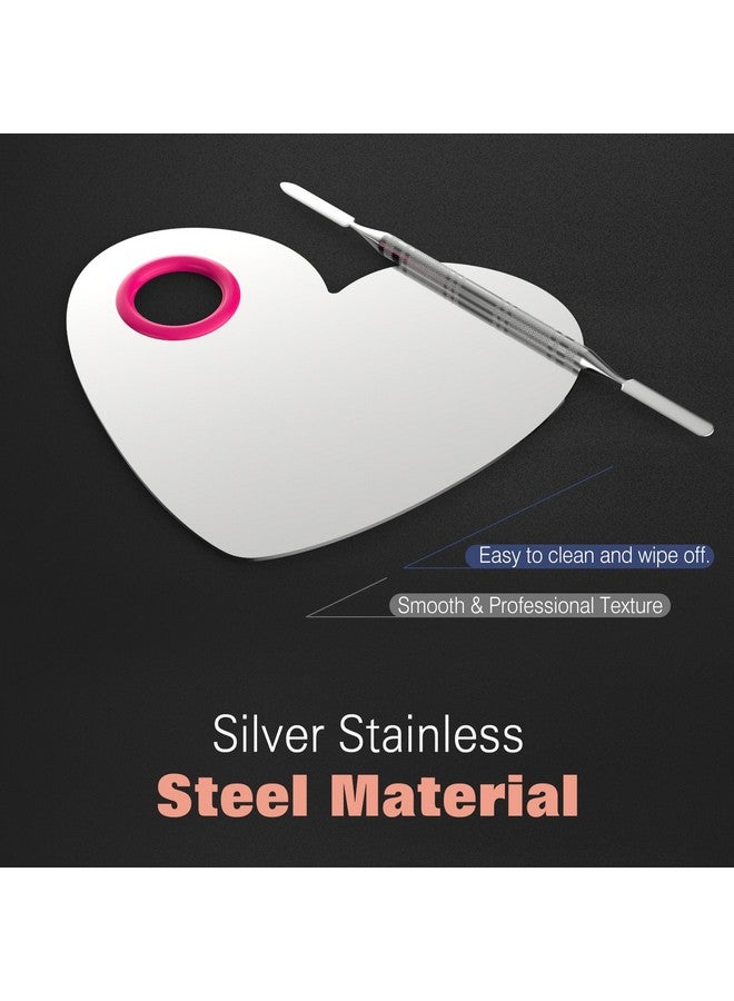 Luxspire Makeup Mixing Palette Stainless Steel Cosmetics Makeup Palette Foundation Cream Mixing Blending Artist Tool Makeup Tools With Spatula For Eyeshadow Lipsticks Nail Art - Image 4