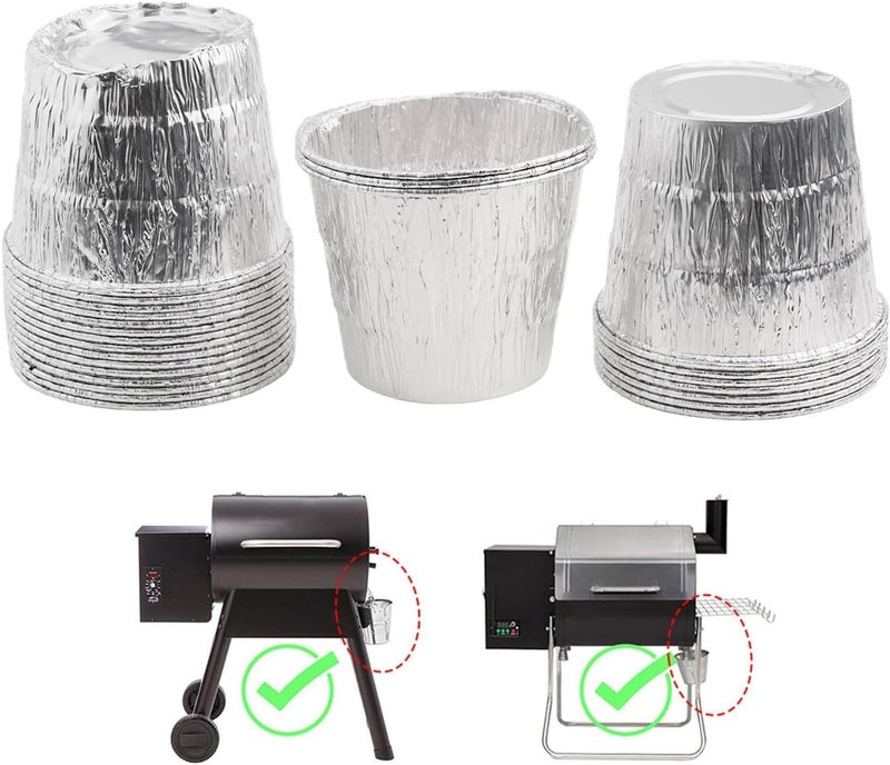 25 Pack Disposable Aluminium Grease Bucket Liners for Traeger Pellet Grill Pro Series 575/780, 650/885, 20/22/34 and Compatible with 450/550/700/1000 - Image 4