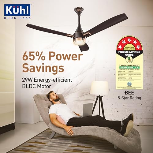 KUHL Arctis A9 1200 mm BLDC 65% Power Saving BLDC Ceiling Fan With Remote | BEE 5 Star Rated | ISI Marked | High Air Flow & Down Light | 5 Year Brand Warranty on Motor |Espresso - Image 5