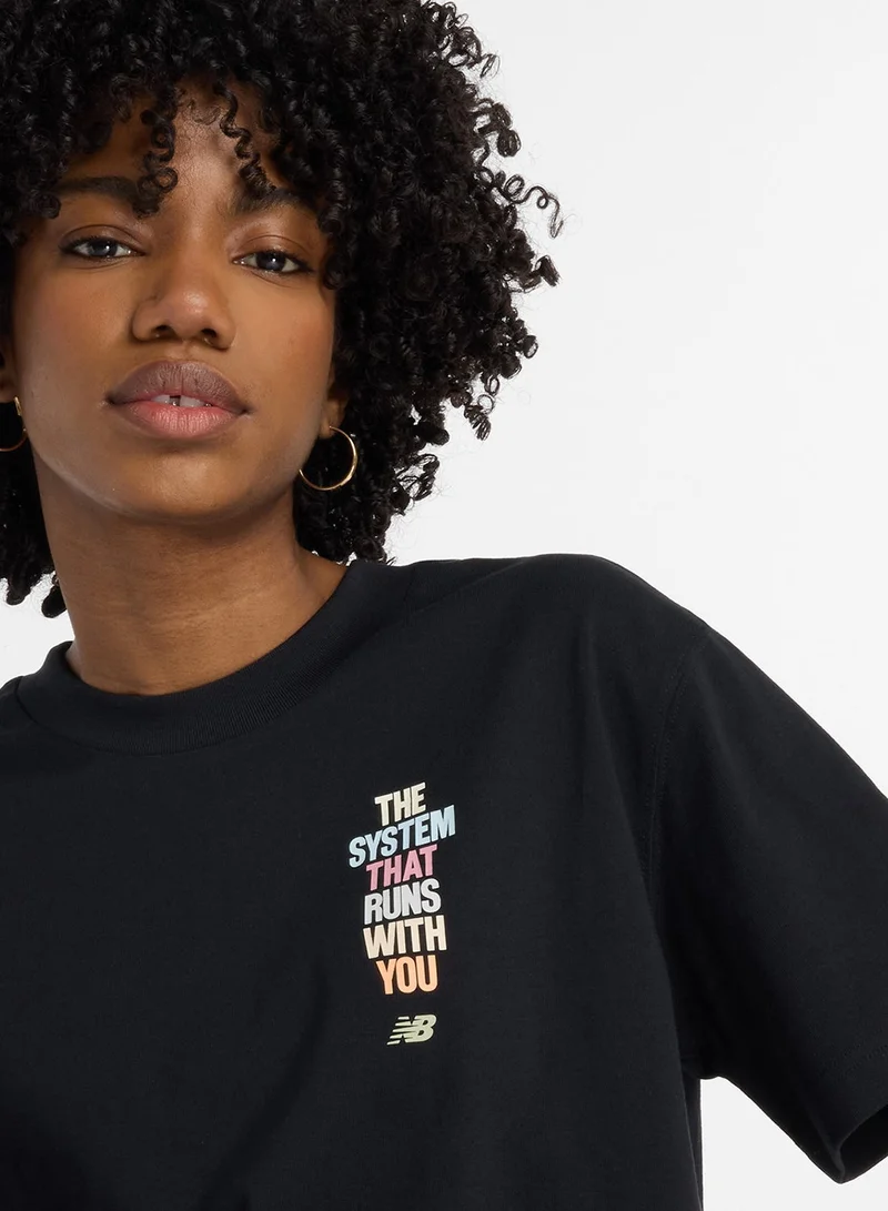 نيو بالانس تيشيرت جري سيستم أثليتكس