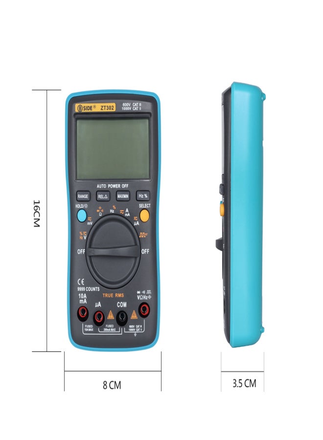 BSIDE Digital Multimeter AC DC Voltage Current 9999 Counts ZT302 Portable Handheld Ammeter Ohm Capacitance Tester Square Wave Output Auto/Manual Range Electrical Test Diagnostic Machine with True RMS Backlight Large LCD Display - Image 3