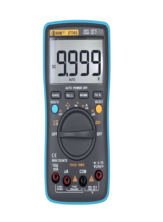 BSIDE Digital Multimeter AC DC Voltage Current 9999 Counts ZT302 Portable Handheld Ammeter Ohm Capacitance Tester Square Wave Output Auto/Manual Range Electrical Test Diagnostic Machine with True RMS Backlight Large LCD Display - Image 1