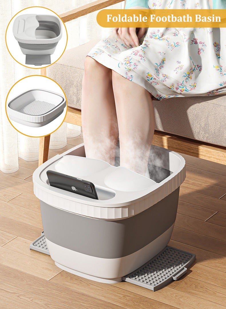 Foldable Foot Tub with Foot-rest Footbath Basin Feet Soaking Bucket Foot SPA Massage Basin With Pedal and Cover For Pedicure Massage - Image 1