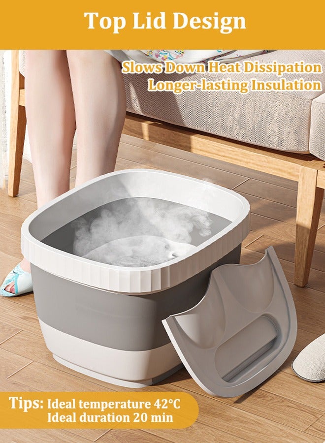 Foldable Foot Tub with Foot-rest Footbath Basin Feet Soaking Bucket Foot SPA Massage Basin With Pedal and Cover For Pedicure Massage - Image 2