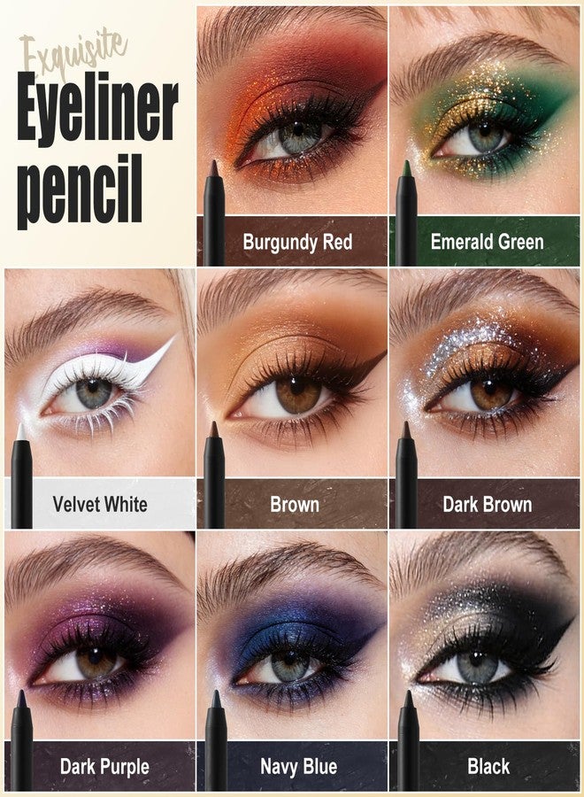 Evanora 8Pcs Colored Eyeliner Eye Liner Pencils Makeup Set for Women, Gel Eye Line Pencils Set for Women Eye Makeup Eyes Liner Pen with Sharpener, Smooth Use Long-Lasting & Waterproof Eye Liner Pen Kit - Image 2