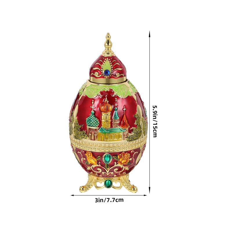 Retractable Lid Automatic Toothpick Dispenser Hand Press Gold Red Castle Design - Image 3