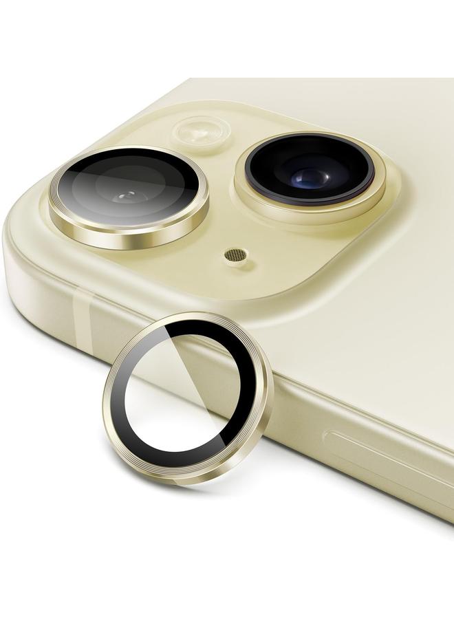 جي تيك واقي عدسة الكاميرا لهاتف آيفون 15 مقاس 6.1 بوصة وآيفون 15 بلس مقاس 6.7 بوصة 9H غطاء معدني من الزجاج المقوى شفاف عالي الدقة مجموعة واحدة باللون الأصفر - Image 1