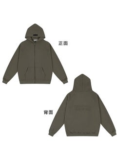 FOG ESSENTIALS Hoodie Autumn Winter Plush Zip Jacket Brown