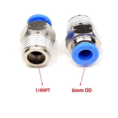 CEKER 1/4" NPT Push to Connect Air Fittings - 6mm to 1/4" Inch NPT Male Thread Quick Connect Pneumatic Fittings - 10 Pack - Image 3
