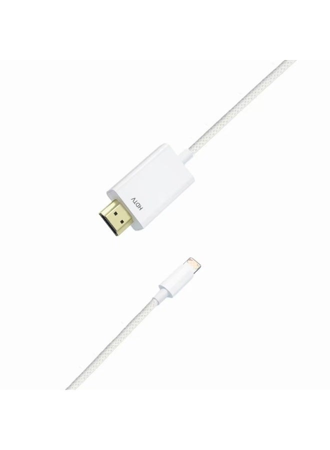 خط شاشة Lightning إلى HDMI HD IOS إلى شاشة تلفزيون كبيرة بدون قابس إمداد الطاقة وتشغيل الخط - اللون: أبيض - طول الخط: 1 متر - Image 5