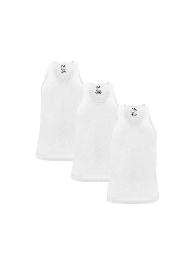 Fashion Academy سترة رجالية من فاشون أكاديمي، مضلعة باللون الأبيض، عبوة من 3 قطع - Image 1