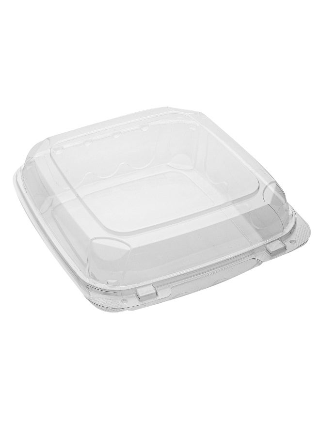 Restaurantware Thermo Tek 45.7 Ounce Clamshell Containers, 100 Anti-Fog To Go Food Containers - Freezable, Rectangle, Clear Plastic Food Packaging Containers, Disposable - Image 1