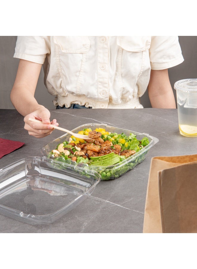 Restaurantware Thermo Tek 45.7 Ounce Clamshell Containers, 100 Anti-Fog To Go Food Containers - Freezable, Rectangle, Clear Plastic Food Packaging Containers, Disposable - Image 5