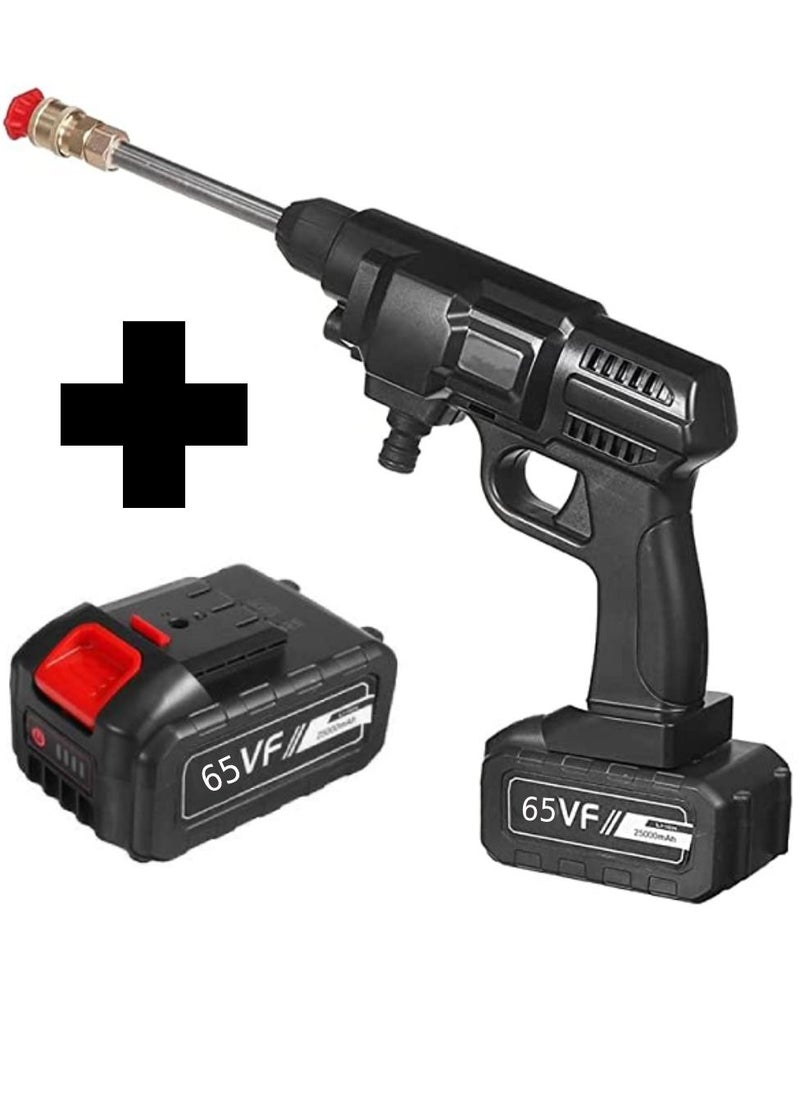 Arabest Double Batteries 65VF Cordless High Pressure Car Washer with Nozzles Water Gun Set Garden Cleaning Jet Car Washing Machine Black  - Image 1