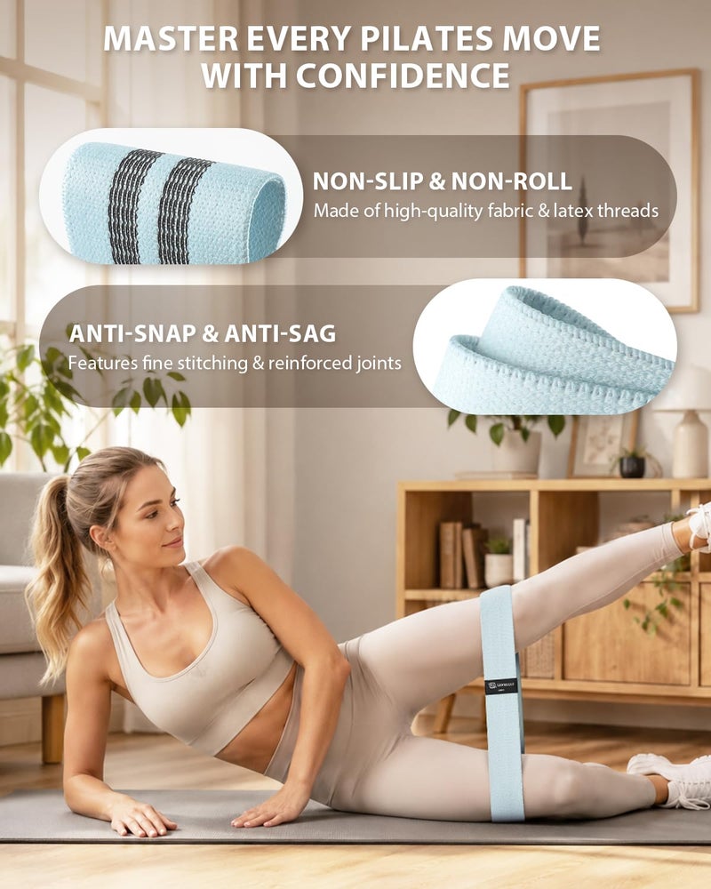 LIONSCOOL Pilates Ring Set (Black) - 14" Anti-Deformation Magic Circle with Padded Handles, 9" Mini Ball, Non-Slip Fabric Resistance Bands, Guide & Bag - Image 5