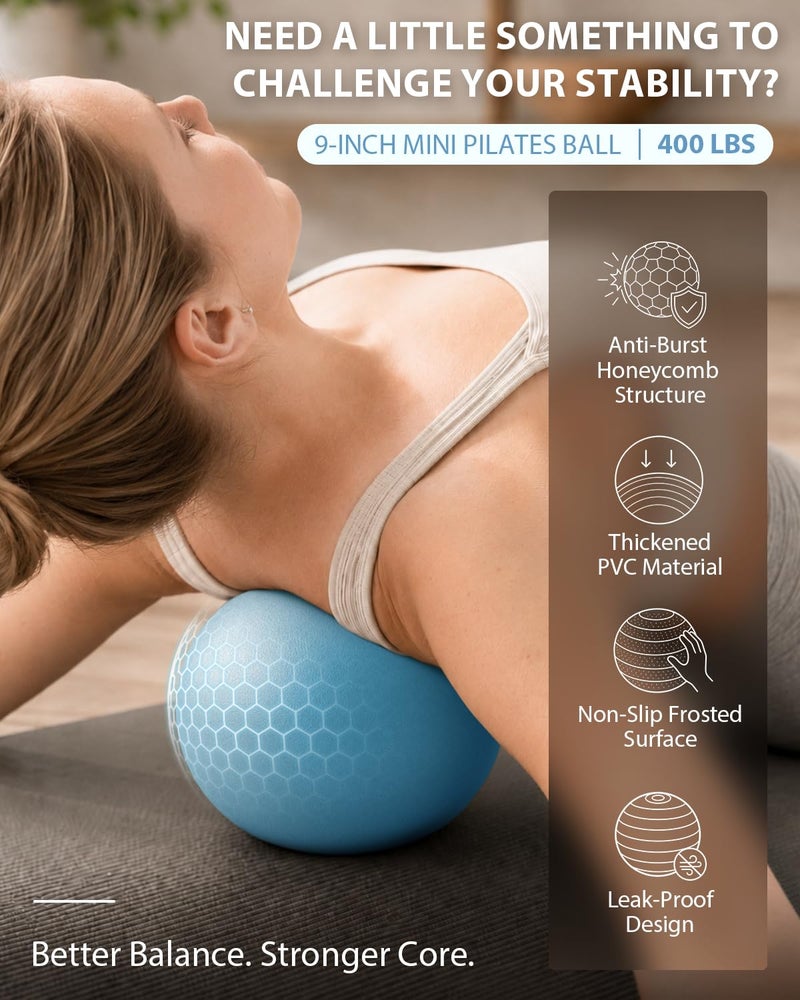 LIONSCOOL Pilates Ring Set (Black) - 14" Anti-Deformation Magic Circle with Padded Handles, 9" Mini Ball, Non-Slip Fabric Resistance Bands, Guide & Bag - Image 3