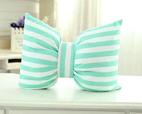 The Purple Tree Polyester Cute Blue Bow Satin Cushion (Blue, 14x16 inch) Super Soft Satin Decorative Throw Pillow | Kids Room Decor | Sofa Bed Accent Cushion - Image 2
