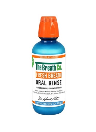 The Breath Co Fresh Breath Oral Rinse - Dentist Formulated - Alcohol-Free Oral Mouthwash for 12 Hours of Fresh Breath - Icy Mint Flavour