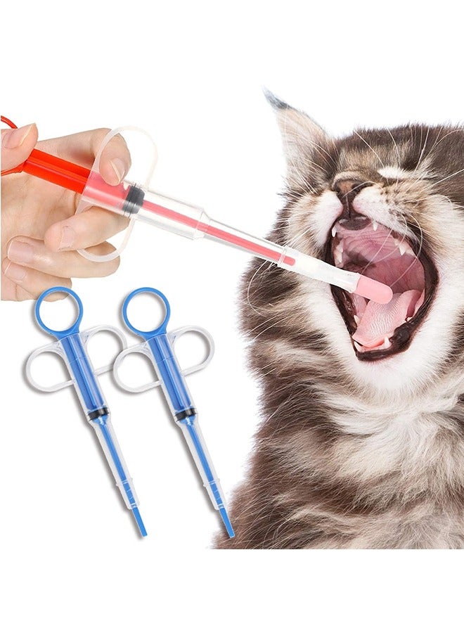 2PCS Pet Medicine Feeder, Reusable Cat Dog Pill Shooter Durable Pet Pill Feeding Dispenser for Solid Capsule Particles or Liquid, Silicone Syringe Pet Feeding Tool for Small Animals Birds Cats (Blue) - Image 1