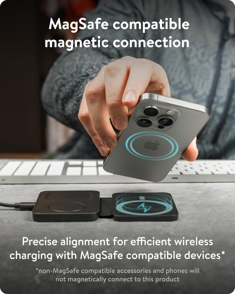Mous - 3 in 1 Wireless Charger - Travel Charger for Multiple Devices MagSafe and Pixelsnap Compatible for iPhone 17/16/15/14/13/12, Pixel 10, Apple Watch and AirPods - Image 3