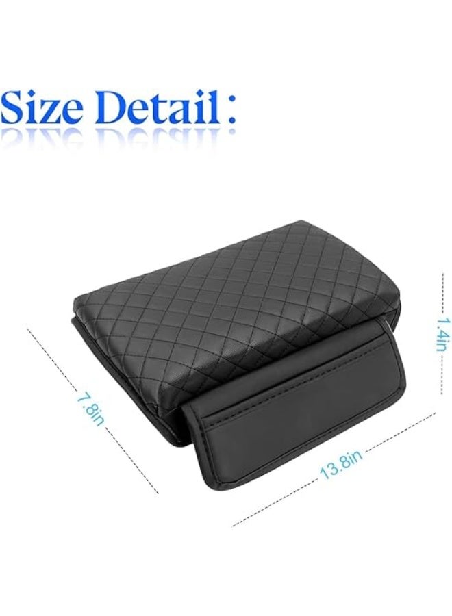 DUNISO Car Armrest Pad, Carbon Fiber Leather Car Center Console Pad, Protective Pad, Armrest Box With Storage Bag, Suitable For Tesla, Black - Image 2