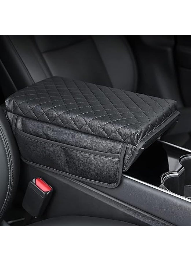 DUNISO Car Armrest Pad, Carbon Fiber Leather Car Center Console Pad, Protective Pad, Armrest Box With Storage Bag, Suitable For Tesla, Black - Image 5