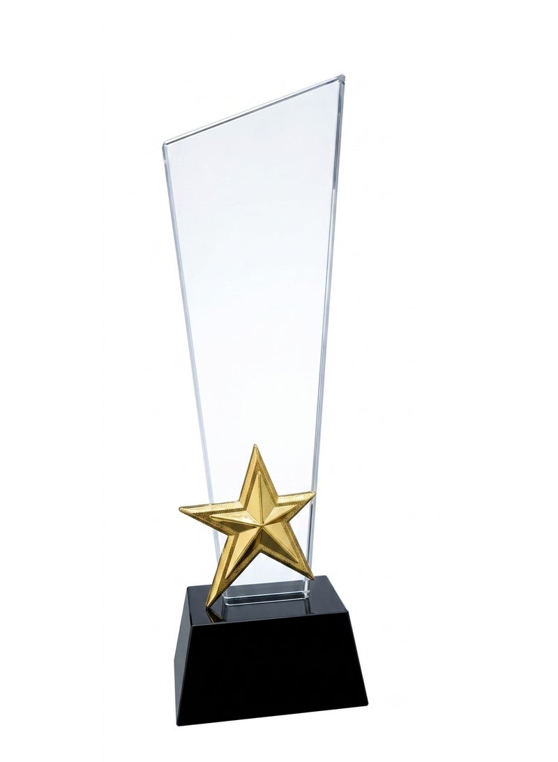 Premium Crystal Star Award Trophy with Black Base