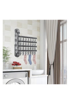 XiuWoo Laundry Air Drying Rack, Waterproof Foldable Clip Hangers, 4 Rod Vacuum Suction Cup Hook, Sucker Hooks Suction Wall Hanger, Multi Purpose Hanger, Hanger for Clothes, Towels, Socks, gray  - Image 3