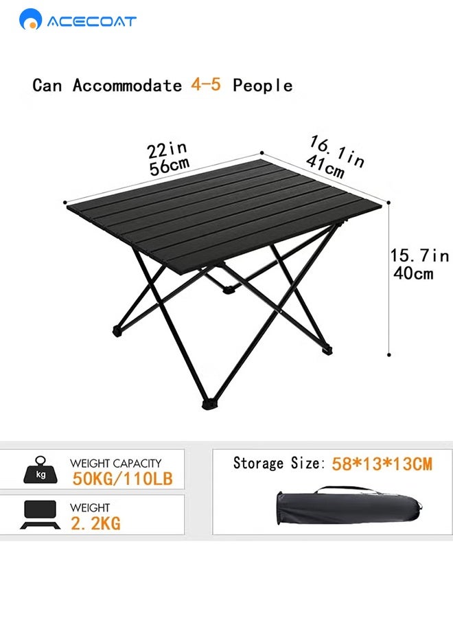 ACECOAT Portable Camping Table Ultralight Aluminum Folding Table Camp For Camping Hiking Backpacking Outdoor Picnic 56cm x 40cm x 41cm Black - Image 3