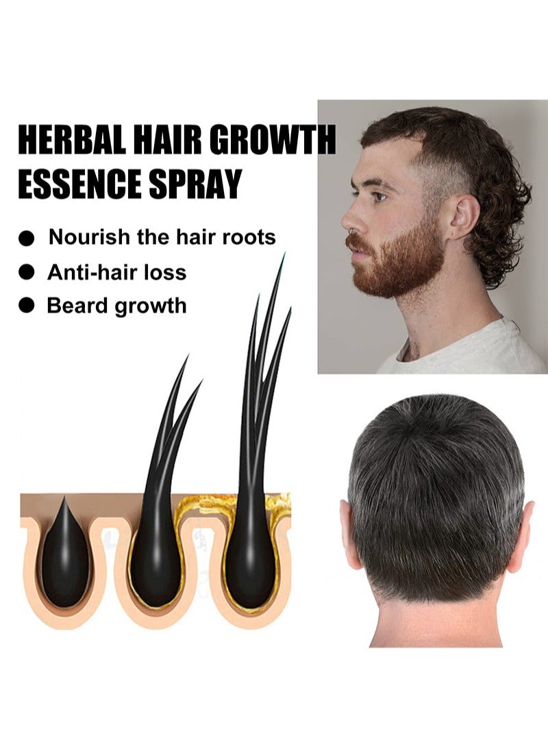 EELHOE Natural Herbal Hair Boost Essence Spray Set, Anti Hair Loss Serum，Hair Growth Essence Spray for Bald Head，Nourishing Beard Hair Oil Spray with Mini Roller-30ml - Image 2