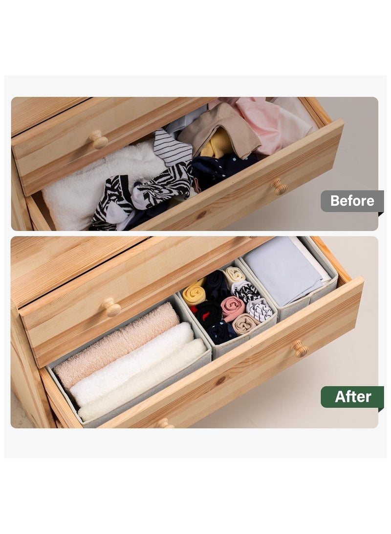 Hanayo 8 Pcs Closet Drawer Organizer Foldable Underwear and Bras Drawer Organizers Non-woven Fabric Storage Box Divider Bins for Bra Socks Underware Ties Clothes (Grey) - Image 3