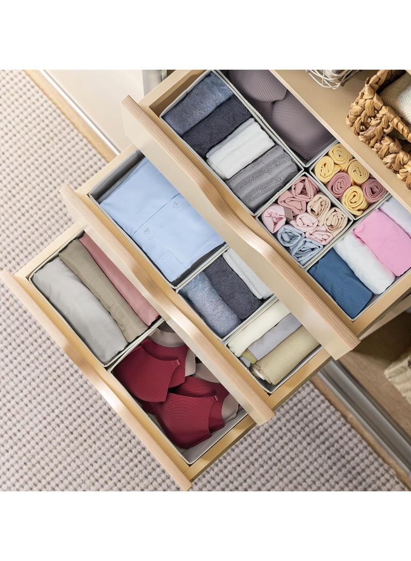 Hanayo 8 Pcs Closet Drawer Organizer Foldable Underwear and Bras Drawer Organizers Non-woven Fabric Storage Box Divider Bins for Bra Socks Underware Ties Clothes (Grey) - Image 4