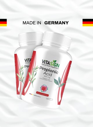 VitaSign Propionic Acid 500mg 120 Vegan Capsules Gut Health Digestion & Immune Support Sodium Propionate Supplement Made in Germany - view 3