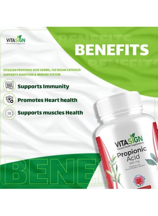 VitaSign Propionic Acid 500mg 120 Vegan Capsules Gut Health Digestion & Immune Support Sodium Propionate Supplement Made in Germany - view 4