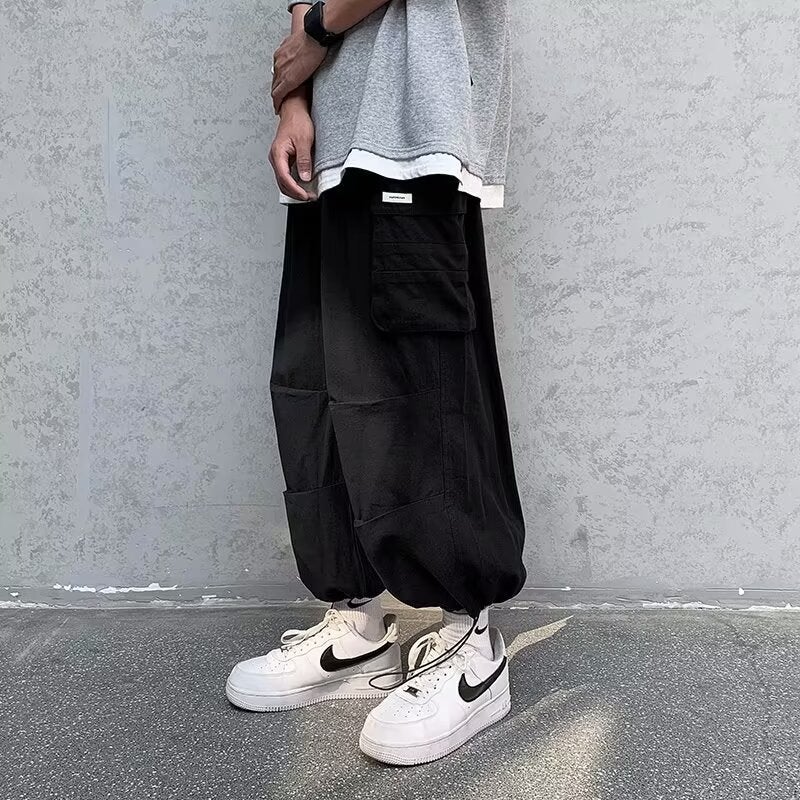 Army Green Japanese Style Retro Ami Khaji Claw Pants Mens Summer Thin Bundled Foot Bloomers American Style oversize Pants Green - Image 2