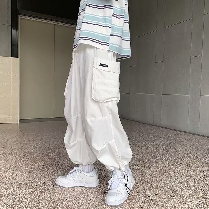 Army Green Japanese Style Retro Ami Khaji Claw Pants Mens Summer Thin Bundled Foot Bloomers American Style oversize Pants Green - Image 5