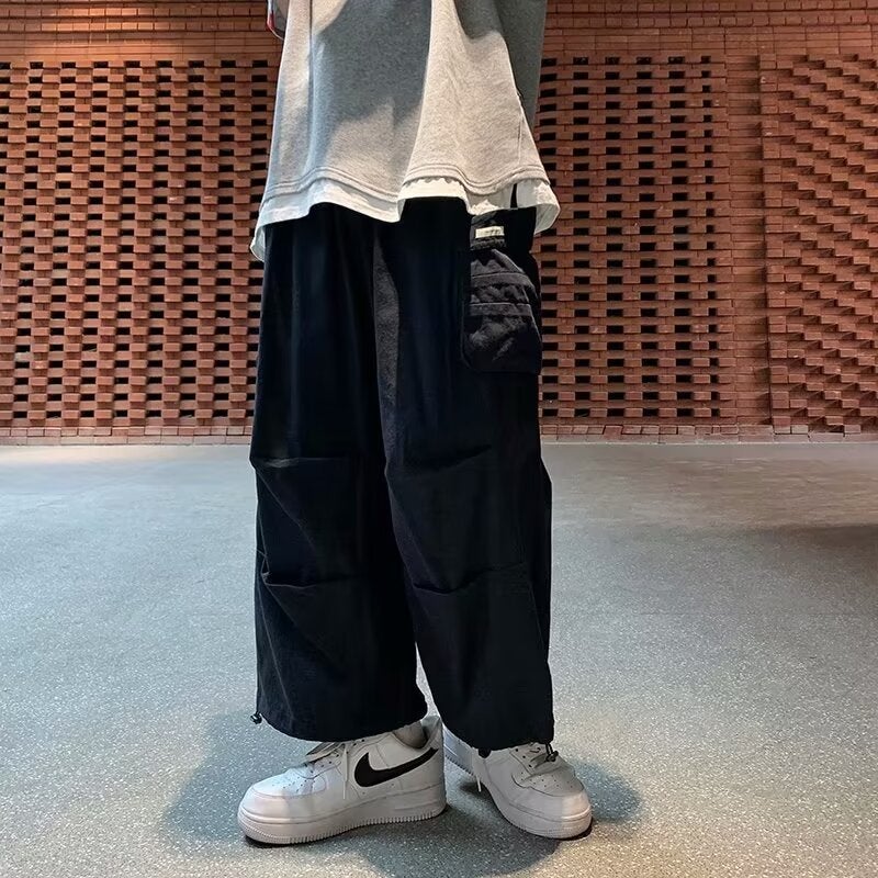 Army Green Japanese Style Retro Ami Khaji Claw Pants Mens Summer Thin Bundled Foot Bloomers American Style oversize Pants Green - Image 4