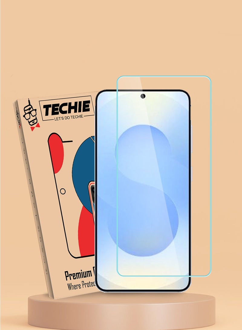 Techie واقي شاشة زجاجي مقوى عالي الدقة لهاتف Samsung Galaxy S24 - مضاد للانعكاس ومضاد للفقاعات وصلابة 9H 0.33 مم وحواف مستديرة وسهولة التركيب - Image 1