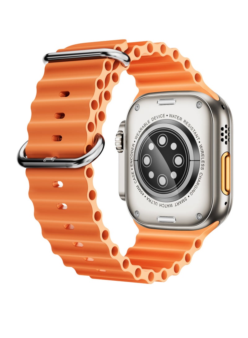 Smart Watch C9 Ultra Health Fitness Tracker Sport Watch 49MM- Orange - Image 3
