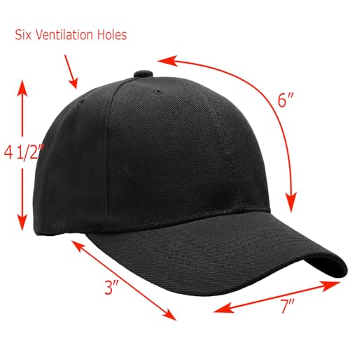 Falari Wholesale Bulk Lot 12-Pack Baseball Cap Adjustable Size Plain Blank Solid Color (12-Pack Black) - Image 2