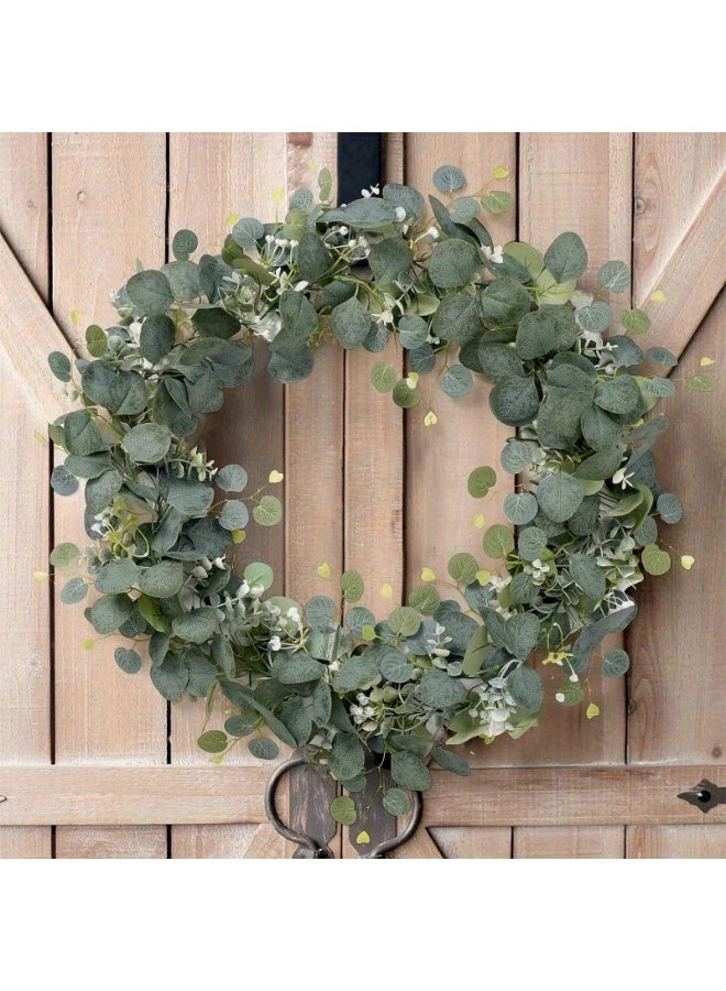 Daytoyz Artificial Eucalyptus Garland 5.9FT Faux Silver Dollar Greenery Garland Vines with White Flower Boxwood Fake Hanging Plants for Wedding Home Party Table Mantle Wall Decor - Image 2