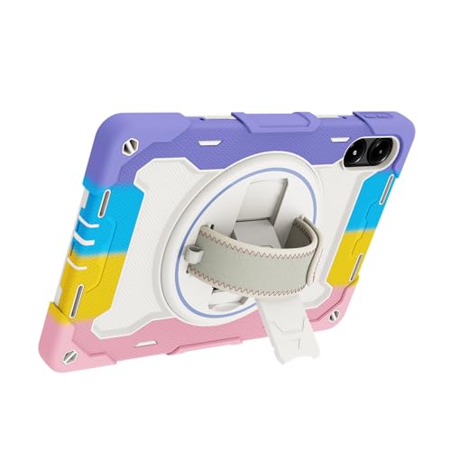 ProElite for Redmi Pad Pro 12.1 inch case, Rugged 3 Layer Armor case Cover for Redmi Pad Pro 12.1 inch with Hand Grip and Rotating Kickstand with Shoulder Strap, Rainbow Pink - Image 3