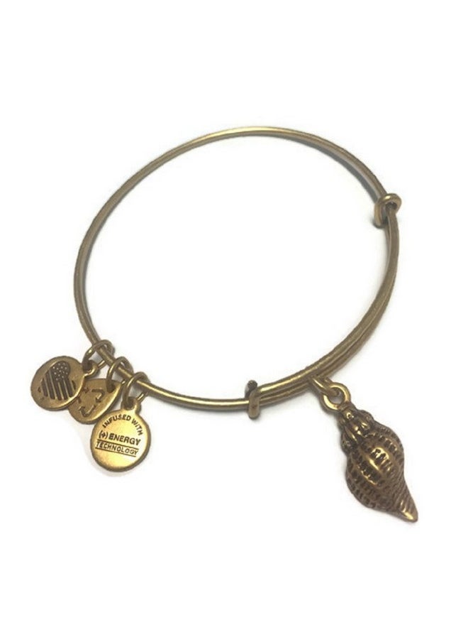 ALEX AND ANI Conch Shell Charm Bangle Rafaelian Gold Finish One Size  - Image 1