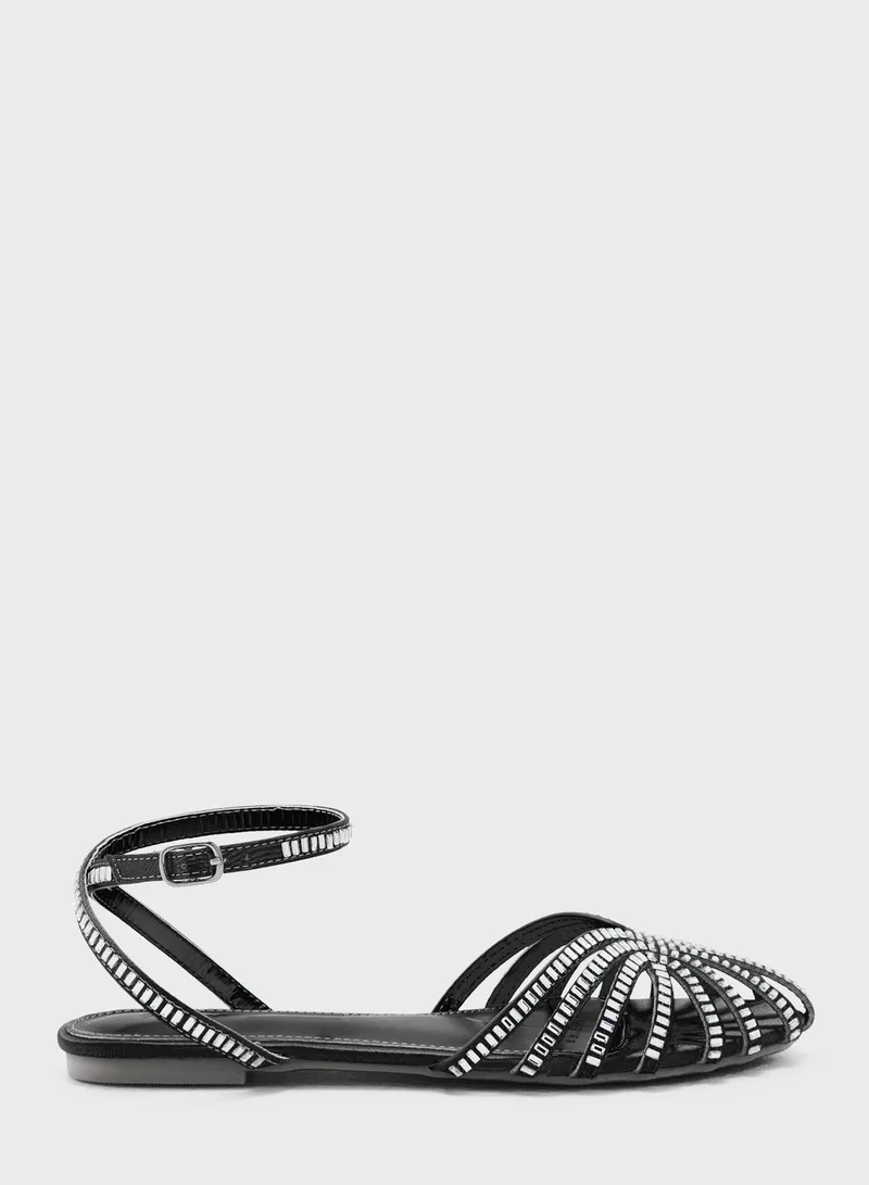 Ginger Jeweled Pointed Slingback Flat Shoe