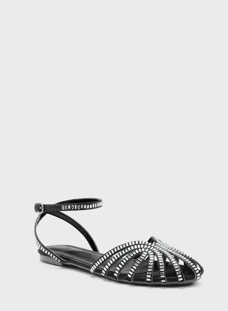 Ginger Jeweled Pointed Slingback Flat Shoe