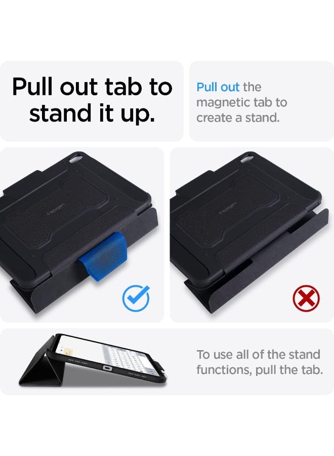 Spigen Rugged Armor Pro for iPad AIR 11 inch Case M3/M2 (2025-2024), 10.9 inch 5th/4th Generation (2022/2020) Protective Tri-Fold Cover with Pencil Holder - Black - Image 3