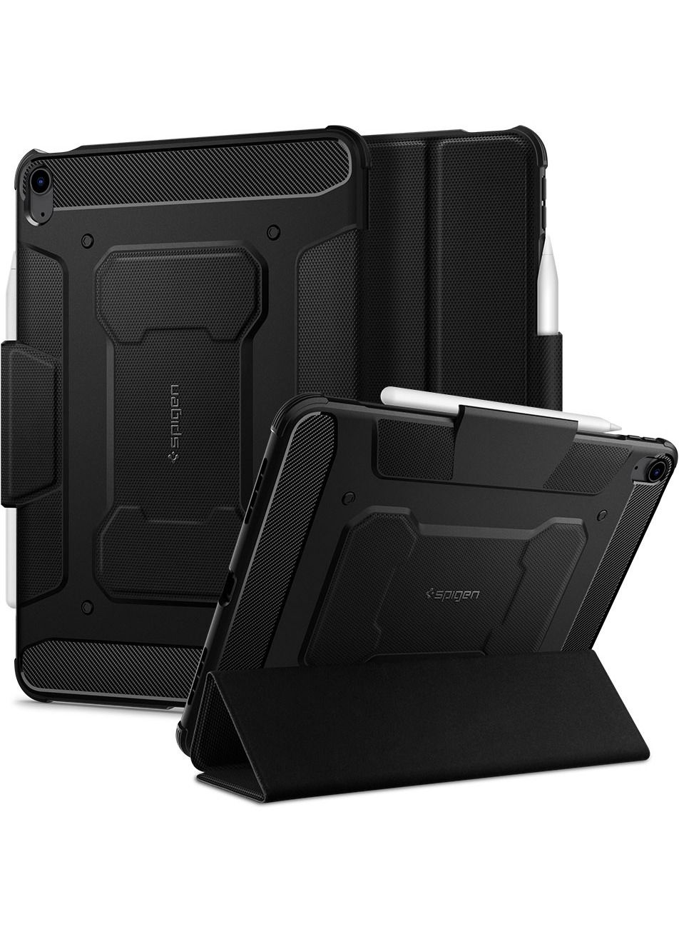 Spigen Rugged Armor Pro for iPad AIR 11 inch Case M3/M2 (2025-2024), 10.9 inch 5th/4th Generation (2022/2020) Protective Tri-Fold Cover with Pencil Holder - Black