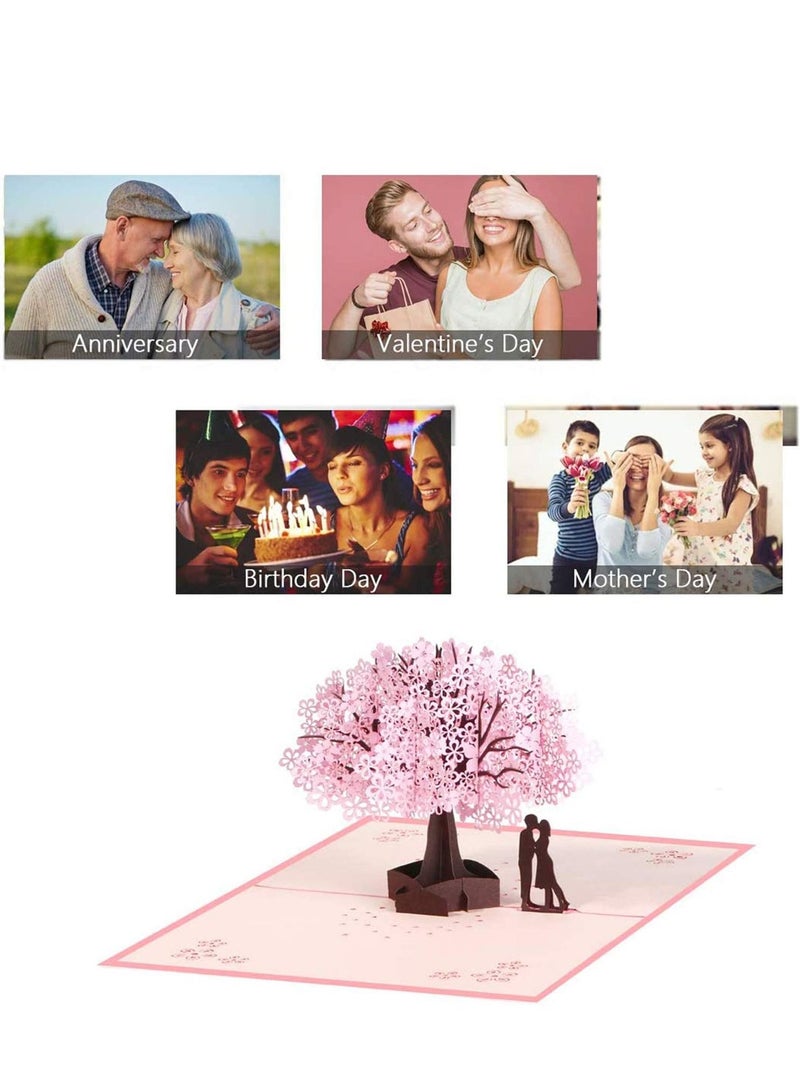 Generic 3D Card Wedding Anniversary Card Pop Up Card with Romantic Lovers Under Cherry Tree Mother's Day Card Anniversary Card Valentine's Day Card Wedding Card Greeting Card  - Image 3