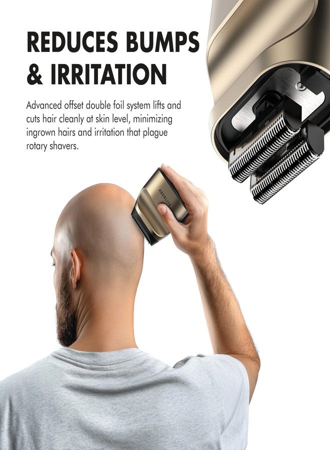 Aberlite Touch 2 Foil Head Shaver for Bald Men - Finishing Foil Shaver for Bald Head & Face, 0.05mm Ultra-Thin Foils for Razor-Smooth Results, Ergonomic Multi-Grip, Waterproof, USB-C Charging (Gold) - Image 3