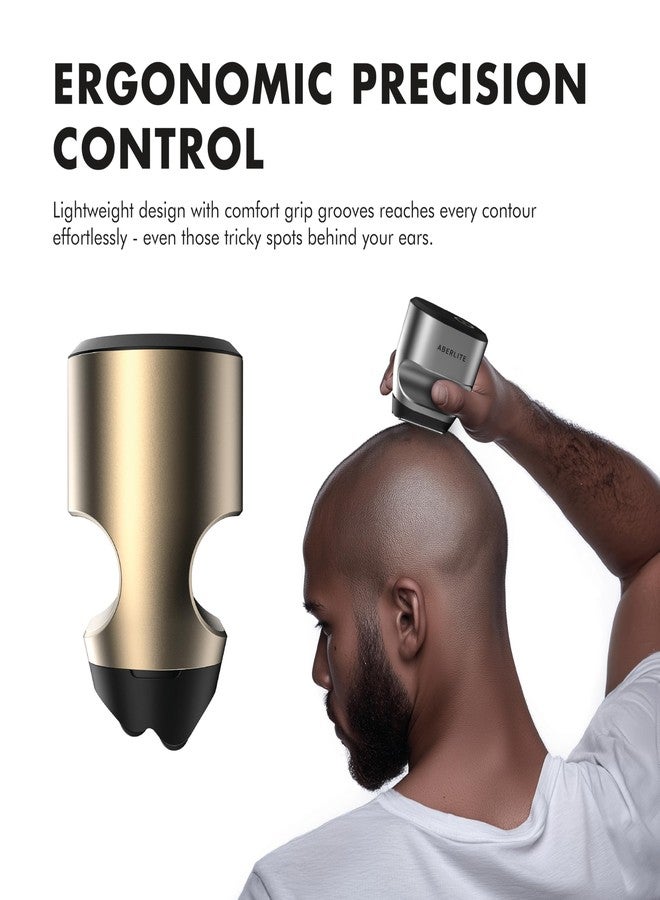 Aberlite Touch 2 Foil Head Shaver for Bald Men - Finishing Foil Shaver for Bald Head & Face, 0.05mm Ultra-Thin Foils for Razor-Smooth Results, Ergonomic Multi-Grip, Waterproof, USB-C Charging (Gold) - Image 5
